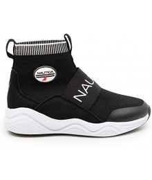 Nautica Black With Nautica Strap Inscription Fabric High Top Sock Slip On Sneaker